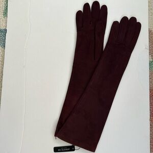 NEW LAFAYETTE 148 Burgundy Maroon women's long suede gloves 7 or 7 - 1/2   15”